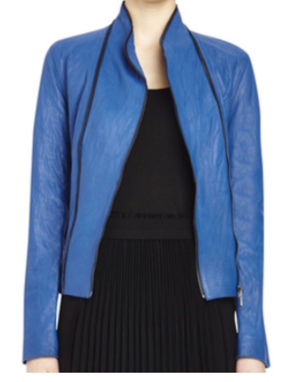 Elie Tahari Blue Leather Jacket NWOT